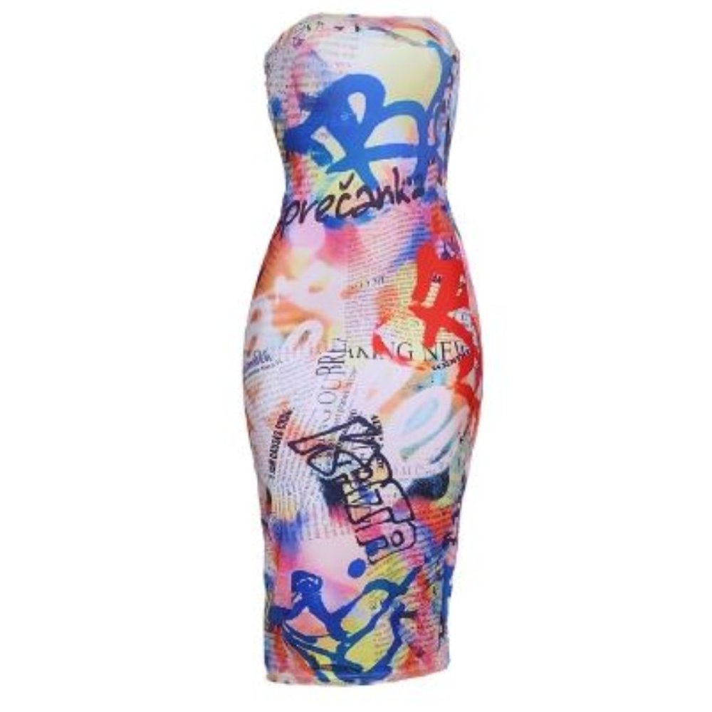 Bodycon Midi Printed Tube Dress - Picture 4 of 7